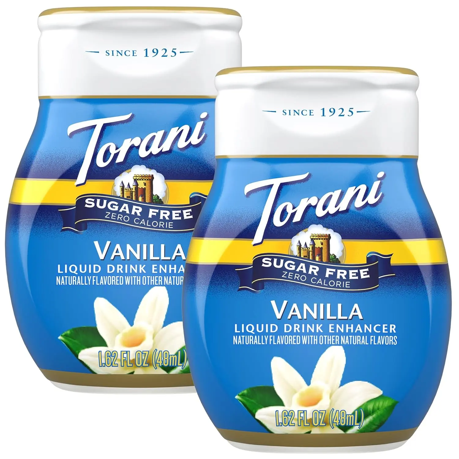 Torani Sugar Free Vanilla Liquid Drink Enhancer 2-Pack – Zero-Calorie Flavoring for Iced Coffee, Dirty Sodas, Skinny Cocktails, 1.62 Oz Ea