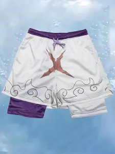 Men's 2 in 1 Drawstring Sports Shorts, Casual Regular Fit Quick Drying Back To School Pocket Shorts for Gym Workout Running, Gym Shorts, Sport & Outdoor Clothing, Fall Clothes, Men Sport & Outdoor Clothing, Summer Sports Shorts