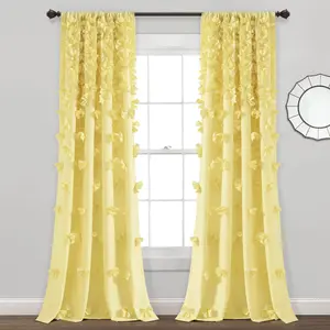 Lush Decor Riley Window Curtain Single 54''W x 45''—120''L Floral Design and Decorative Frames