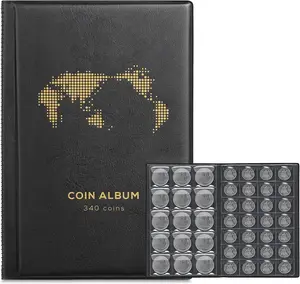 Album for Collectors,340 Pockets Coin Collection Book Holder Display Storage Case,Collecting Sleeves Organizer Supplies for Coins,Pennies,Quarters,Badges,Stamp