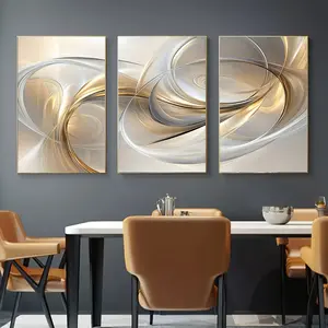 3pcs Abstract & Geometric Canvas Wall Art Set Framed Prints for Living Room Kitchen Home Decor Easy to Hang UV Resistant Inks Premium Canvas Gift for Art Lovers 5 Size Options 8"x12" 12"x16" 16"x24"