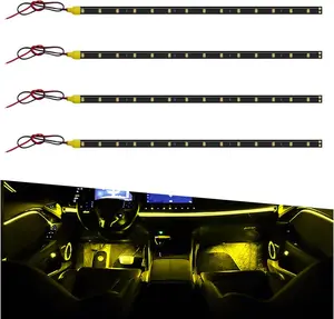 PCS DC V Waterproof Car LED Light Strip, CM/Ft  SMD Car Underbody Light Strip with " Wire, Vehicle Interior Exterior Decoration Light for Golf Cart, Boat, Motorcycle (Amber)