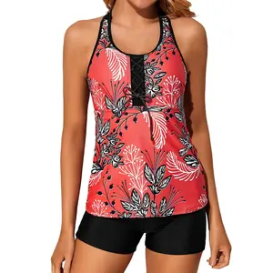 Holipick Two Piece Tankini Bathing Suits for Women Swim Tankini Top with Shorts Athletic Tummy Control Swimsuits