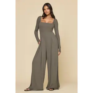Go With The Flow Long Sleeve Jumpsuit - Rustic Olive