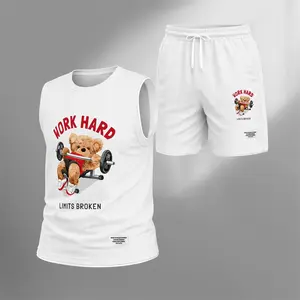 Men's Matching Graphic Tank Top and Shorts Set, 2 Piece Casual Sleeveless Outfit for Summer, Regular Fit Streetwear Clothing Set, Soft Breathable Everyday Wear for Gym Travel Beach Vacation