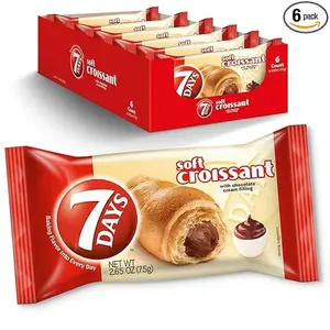 7Days Soft Croissant, Chocolate Croissant, Breakfast Pastry, Individually Wrapped On The Go Snack, Non-GMO (Pack of 6)