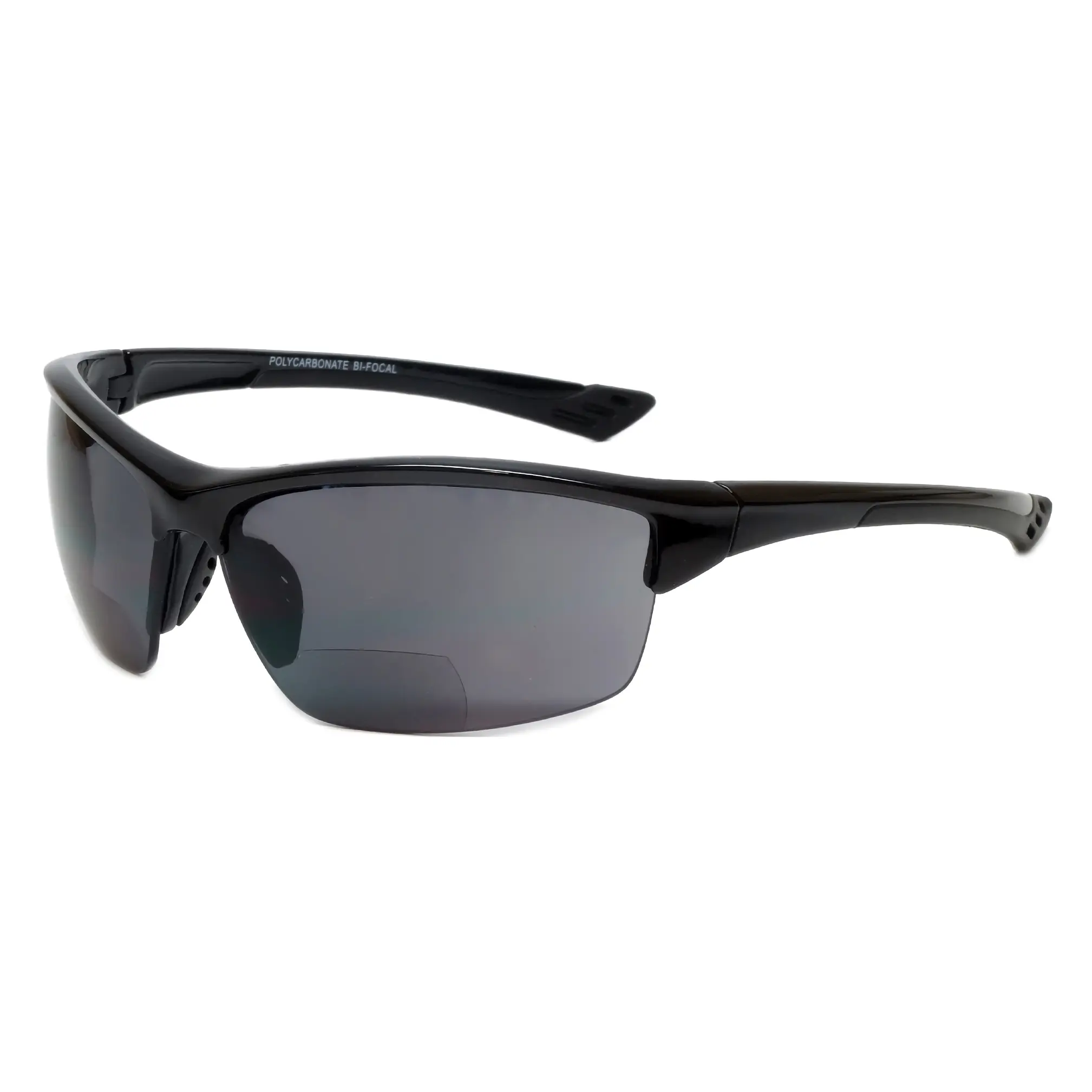 Calabria Sport Wrap 202BF Bi-Focal Industrial Safety Glasses - Gloss Black, Customizable Power, Over Glasses Impact Eye Protection Solution