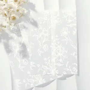 50 Pack White Grace Bloom Vellum Jackets for 5x7 Invitations, 115GSM Pre-Folded Vellum Paper, for Wedding Invitations Wraps, Vintage Theme Wedding & Events