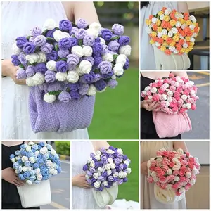 Rose Bouquet Blanket Hand Made Bouquet Nap Blankets Sofa Cover Finished Bouquet Blanket Couple Gift Mother's Day Manta de rosas