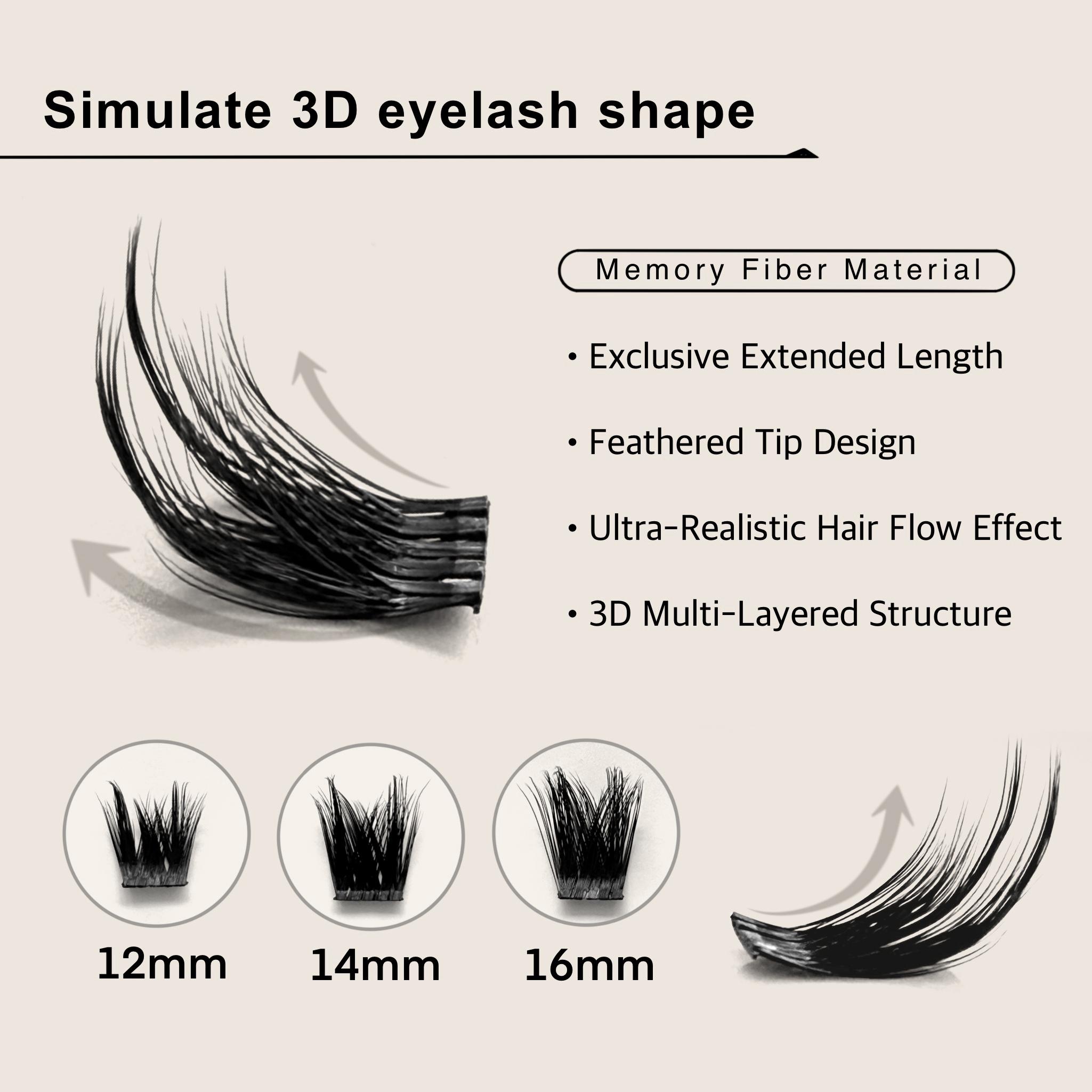 JVLBEAUTY 【Midnight Queen】 Thai-Style Segment False Eyelashes, Soft, 3D Voluminous, Individual Clusters, European & American Style