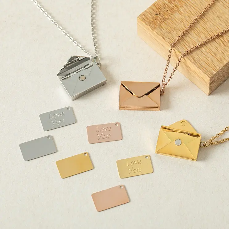 Love Letter Envelope Locket Necklace – Hidden Message “Love You” Pendant – Romantic Gift for Girlfriend, Wife, or Best Friend – Cute Minimalist Jewelry for Her – Birthday, Anniversary, Valentine’s Day, or Just Because Surprise Gift Idea