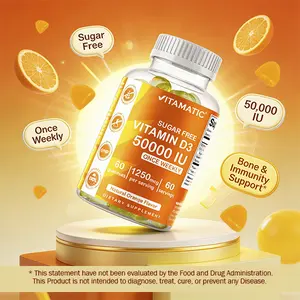 Vitamatic Sugar Free Vitamin D3 50,000 IU Weekly Supplement 60 Pectin Based Gummies for Bones Teeth & Immune Natural Dietary Healthcare Vitamatic Sugar Free Vitamin D3 50,000 IU Weekly Supplement 60 Pectin Based Gummies for Bones Teeth & Immune Natural Dietary Healthcare