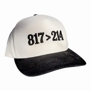 817 > 214 Puff Embroidery Hat Cream & Black Fort Worth Rivalry Cap Adjustable Snapback 3D Bold Look