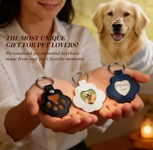 Pet Memorial Keychain Pet Hair, Nails & Photos | Cat & Dog Memory Holder,Dog Fur Storage Keychain, Cute Leather PawKeychain Pet Hair Keepsake Keyring, UniqueMemorial Collection Key chain, Pet Memorial Gifts for Bag Purse Paw Charm Key Holder