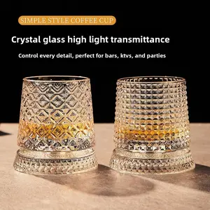 Luxury High-End Whiskey Glass Rotating Wine Goblet Crystal Home Bar Beer Mug