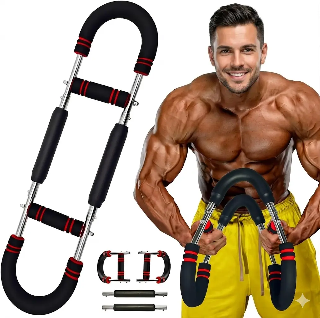 Adjustable Twister Arm Exerciser for Upper Body Resistance Training, U-Shape Metal Spring Bar, Portable Fitness Equipment for Home Gym Workouts, Muscle Trainer