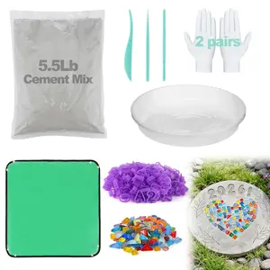 10in All-in-One Stepping Stone Kit - Includes Cement Mix, Concrete & Letter Molds, Mosaics, Carving Tools, Gloves & Mat, DIY Stepping Stones for Outdoor Garden Walkway, Perfect for Mother's Day
