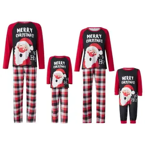 Christmas Family Matching Pajamas for Adults and Children — Printed Top and Casual Plaid Pants (Pajamas) GARMENTARY