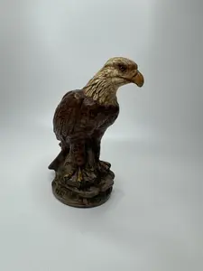 Vintage 7" Tall Ceramic American Bald Eagle In Rocky Environment Statue Figurine