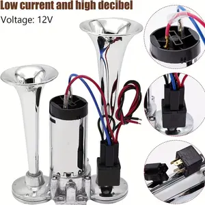 12V Super Loud Air Horn Kit 130DB, Dual Trumpet with Compressor for Car Truck SUV Motorcycle Boat