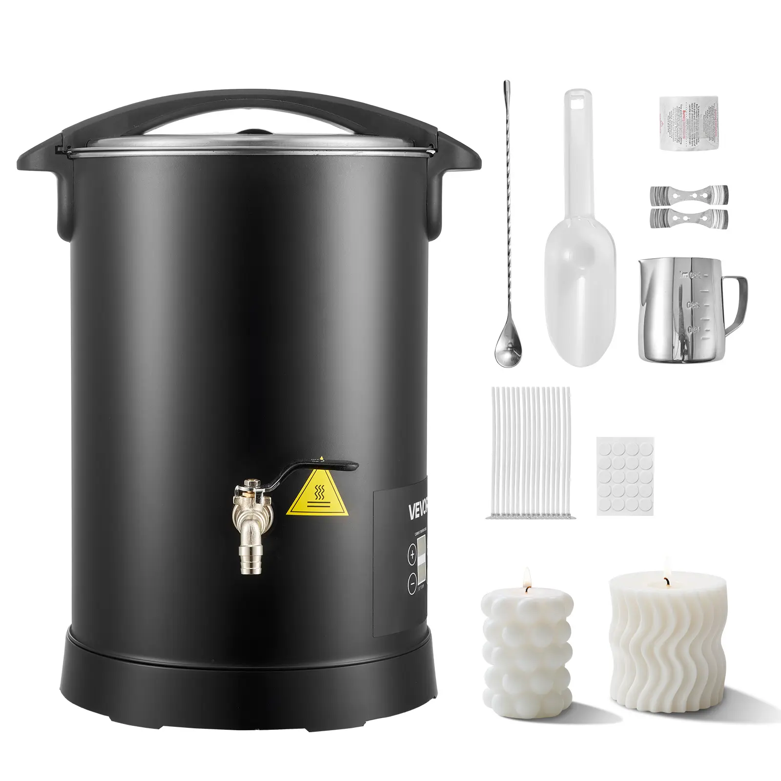 【Summerfinds】VEVOR 10.6 Qts Wax Melter for Candle Making, Cosmetic & Beauty Use, 30 Mins Fast-Even Heating, Digital Temp Display, Easy-Pour Spout, Non-Stick Hourglass Base, 11 Lbs Capacity, Gift-Ready Pot for Soaps, 30 Minutes, Crafting