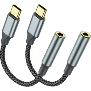 USB C to 3.5mm Headphone Jack Adapter(2 Pack), USB-C to Aux Audio Dongle  for  17 Pro Max/17 Pro, 16/15 Pro Max, 16/15 Pro, Galaxy S23-S21 Ultra, Pixel, iPad Pro, MacBook (Black)