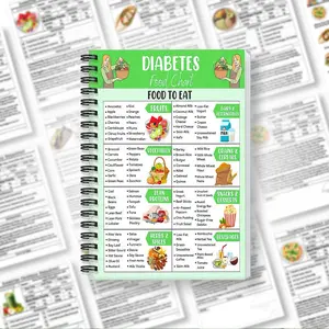 Diabetes Diet Guide Spiral Notebook, 5.5x8.3 Inches, Food Chart & Meal Planner, Grocery List, Carb, Protein & Fat Tracker