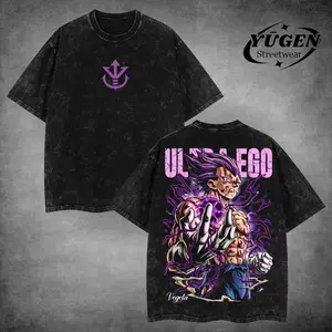 [Yūgen Store] Ultra Ego Veget4 Vintage Retro Acid Washed Oversized T-Shirt, Heavyweight Cotton Unisex Anime Manga Tee, Anime Merch, Menswear Streetwear, Gift For Anime Fan.