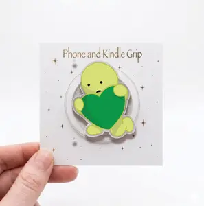 Kawaii Green Animal Phone Grip, Cute Turtle Heart Phone Stand Holder, Acrylic Phone Accessory Gift for Her, Students, Teens and Best Friends