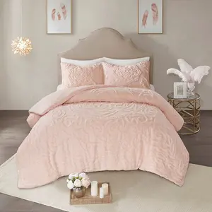 3 Piece Comforter Bohemian Tufted Cotton Chenille, Medallion Shabby Chic All Season Down Alternative Bed Set with Matching Shams, Laetitia