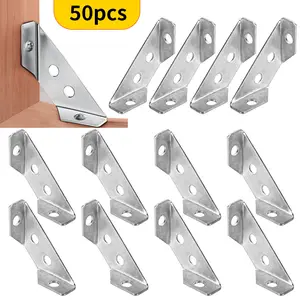 50pcs corner bracket furniture fasteners, universal furniture corner connectors, multifunctional corner codes, suitable for bookshelves, cabinets, tables and chairs, Sturdy Bracket