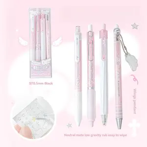 4pc Pearl Angel Pens Cute Angel Set of 4 Writing Pens Student Neutral Pens, Perfect for Students, School Supplies, Office Use, Stationery Cute Retractable Pen