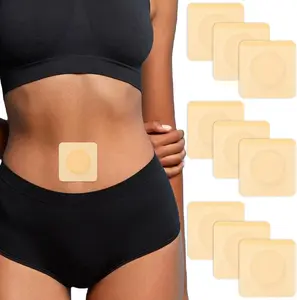 50pcs Disposable Castor Oil Pack Wrap Belly Button(Oil Not Included),2.75 x 2.75inch Self-Adhesive Highly Absorbent Castor Wrap Organic Cotton Easy to Use, Anti-Seepage(Skin)
