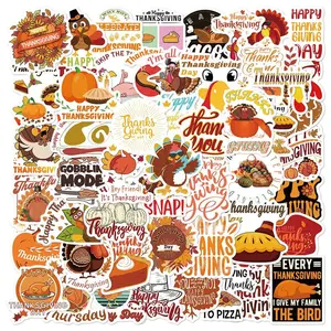 Thanksgiving Series Sticker (100pcs), Waterproof Self Adhesive Decor Paper, Decor Sticker for Gift Greeting Card Water Bottle Laptop Phone