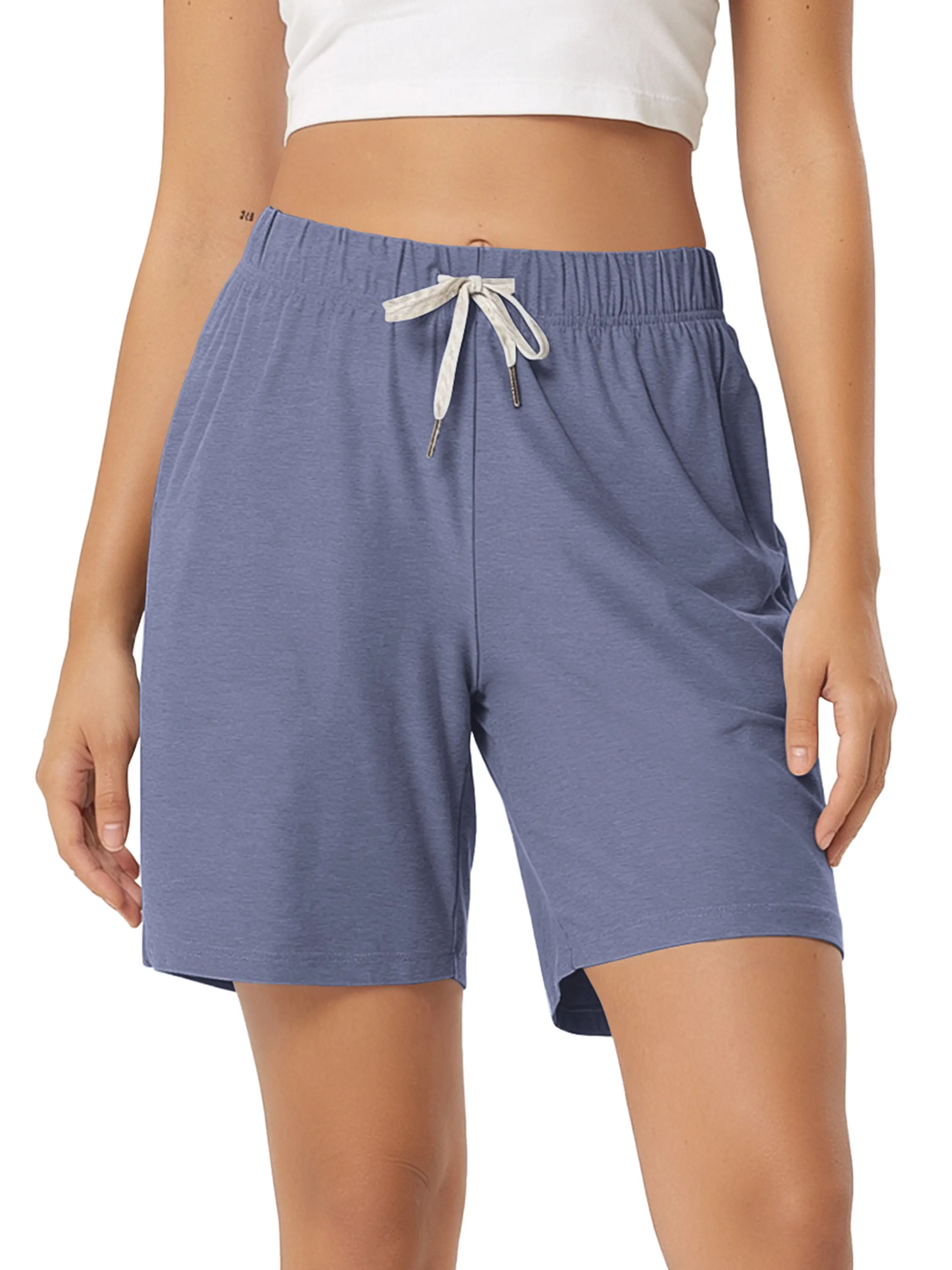 ODODOS Women's Relaxed Shorts, Ultra Soft odSTRATUM Tech High Waist Casual Pajama Lounge Shorts with Pockets, 7" Inseam