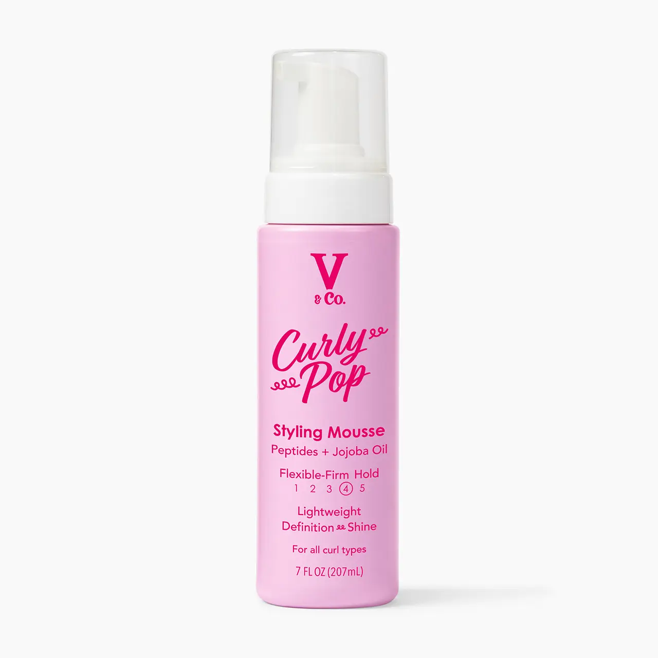 V&Co. Beauty Curly Pop Curl Defining Mousse – Curl Mousse for Curly Hair, Anti Frizz & Moisturizing Hair Care with Peptides & Jojoba Oil, 7 fl oz