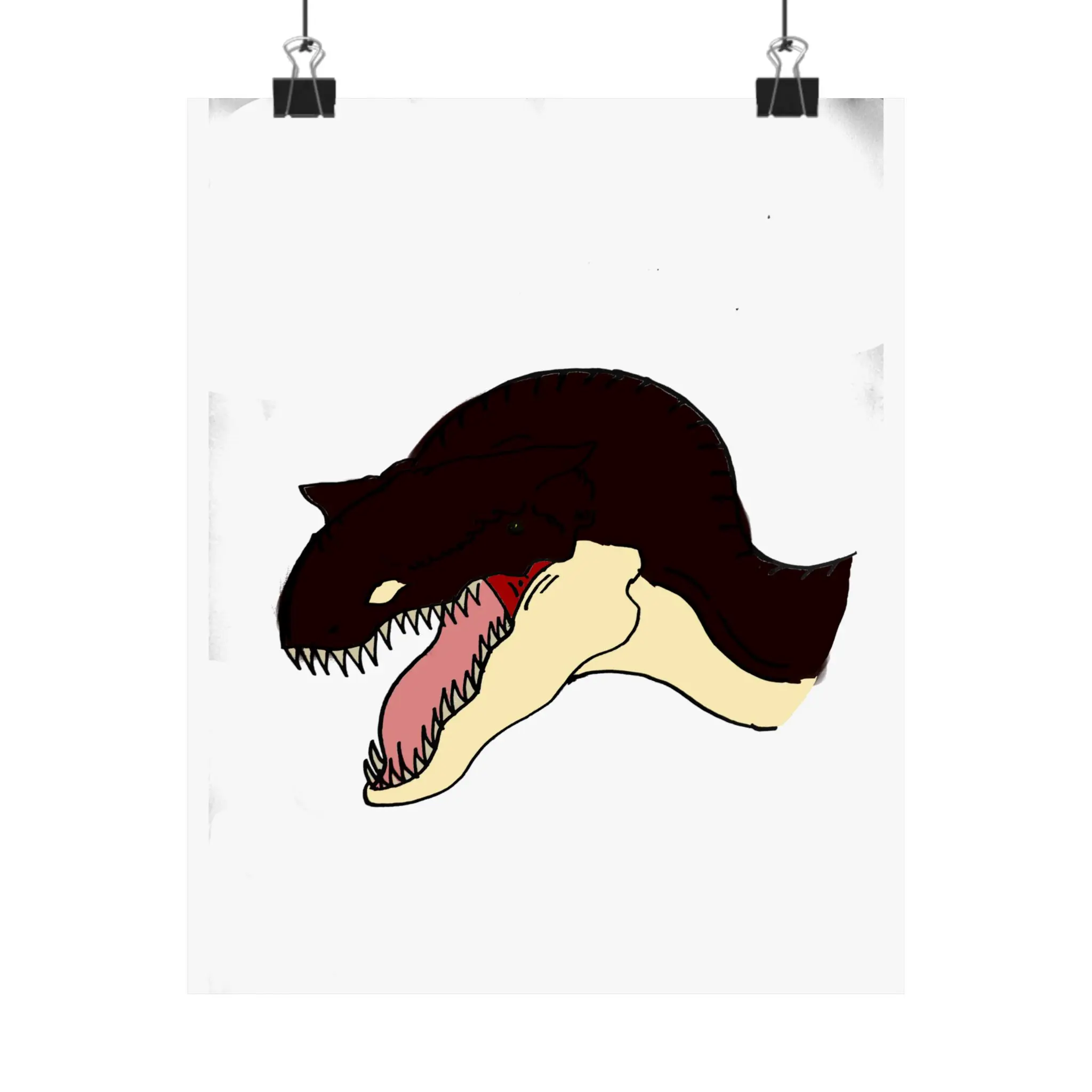 Dinosaur Skull Head Matte Vertical Posters | T-Rex Illustration, Minimal Paleontology Art