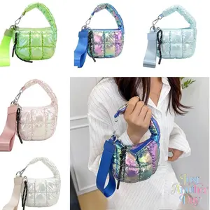 Women's Solid Color Quilted Design Handbag, Fashionable Puffer Design Clutch for Daily Used, Casual Trendy Versatile High-quality Handbag Crossbody Clutch Purse