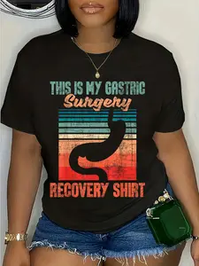 100% Cotton My Gastric Surgery Recovery - Bariatric Surgery Get Well T-Shirt Round Neck Short Sleeve T-Shirt Women's Men Graphic Tee