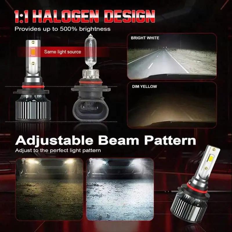 Plug and Play 9005/HB3 9006/HB4 LED Headlights - 4PCS 6000K White Light, Cooling Fan, No Battery, Super Bright Car Truck Driving Accessories  cars accessories  car stuff