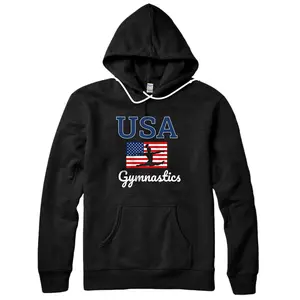 Personalized Girl Tumbling Team Gear Gymnast Gymnastics USA American Flag Pullover Hoodie