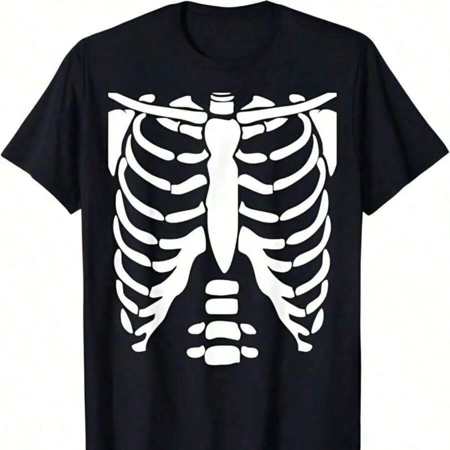 Skeleton Halloween Rib Cage Anatomy Graphic T Shirt Spooky Costume Tee Horror Anatomy Print Novelty Unisex Casual Top Party Shirt