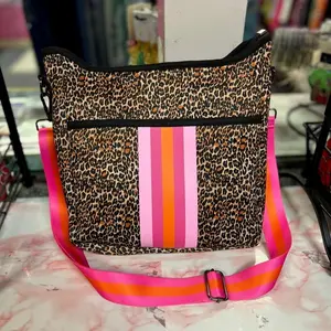 Leopard/Striped Neoprene Crossbody Purse
