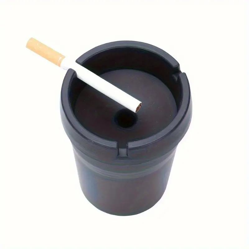 2pcs Fit Car Ashtray - Smokeless, Portable Cigarette Butt Bucket, Durable Black Plastic, Easy-to-Clean, Ideal for Indoor & Outdoor Use, Ashtray for Outside