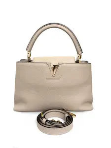 Pre-owned Louis Vuitton Capucines Tote Bag Beige Leather Handbag 35 cm Width 22 cm Height Designer Handbag