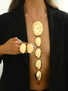 Women's Irregular Oval Shaped Pendant Necklace & Stud Earrings, Fashion Jewelry for Party, Daily Clothing Decor, Trendy All-match & Exquisite Jewelry for Birthday Gift, Elegant Jewelry Set