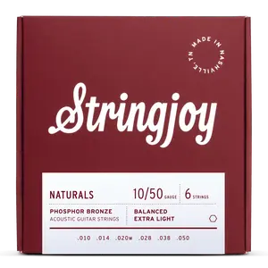 Stringjoy 10-50 Extra Light Gauge Naturals - Phosphor Bronze Acoustic Guitar Strings