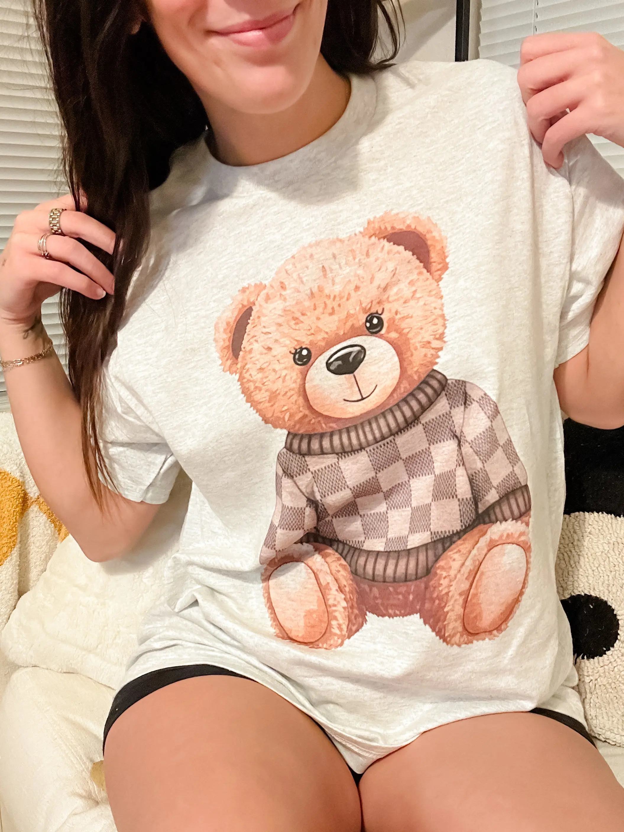 Checkered Teddy Graphic Top Checkered Teddy Graphic Top