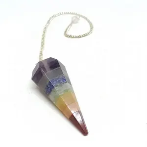 Seven Chakras Faceted Pendulum