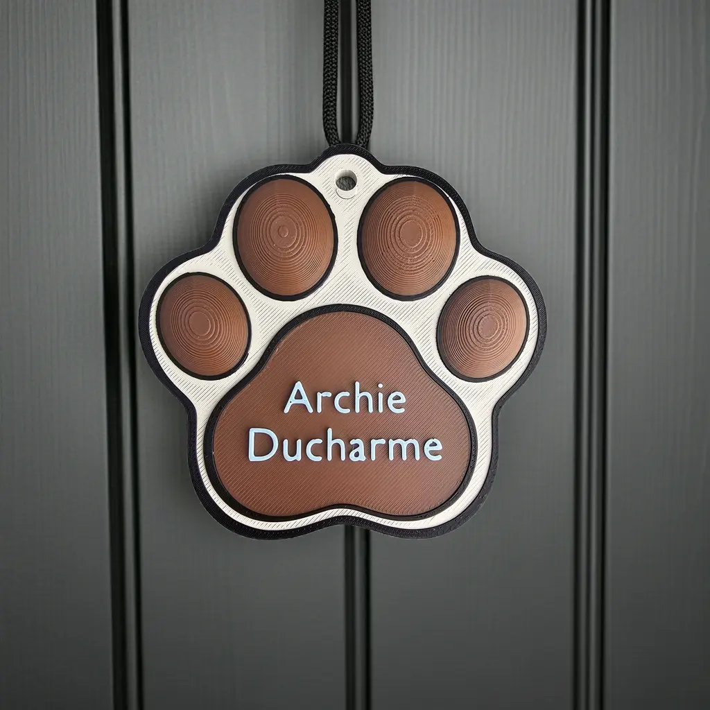Large 3"x4" Personalized Dog Paw Keepsake Tag - Custom Name & Charm